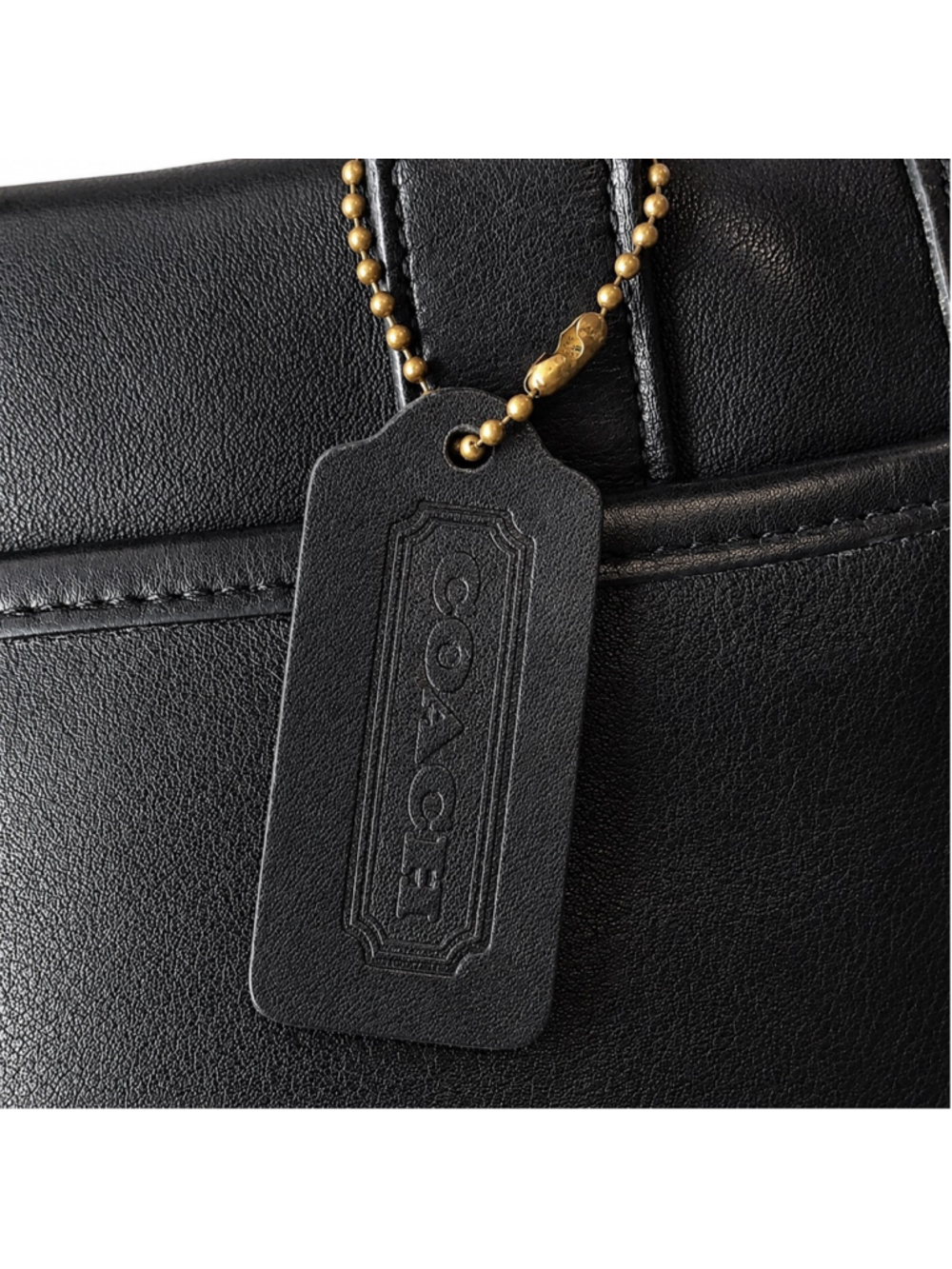 Vintage COACH Black Leather Large Side Pack Turn Lock Shoulder Bag USA 9979 - Picture 7 of 17